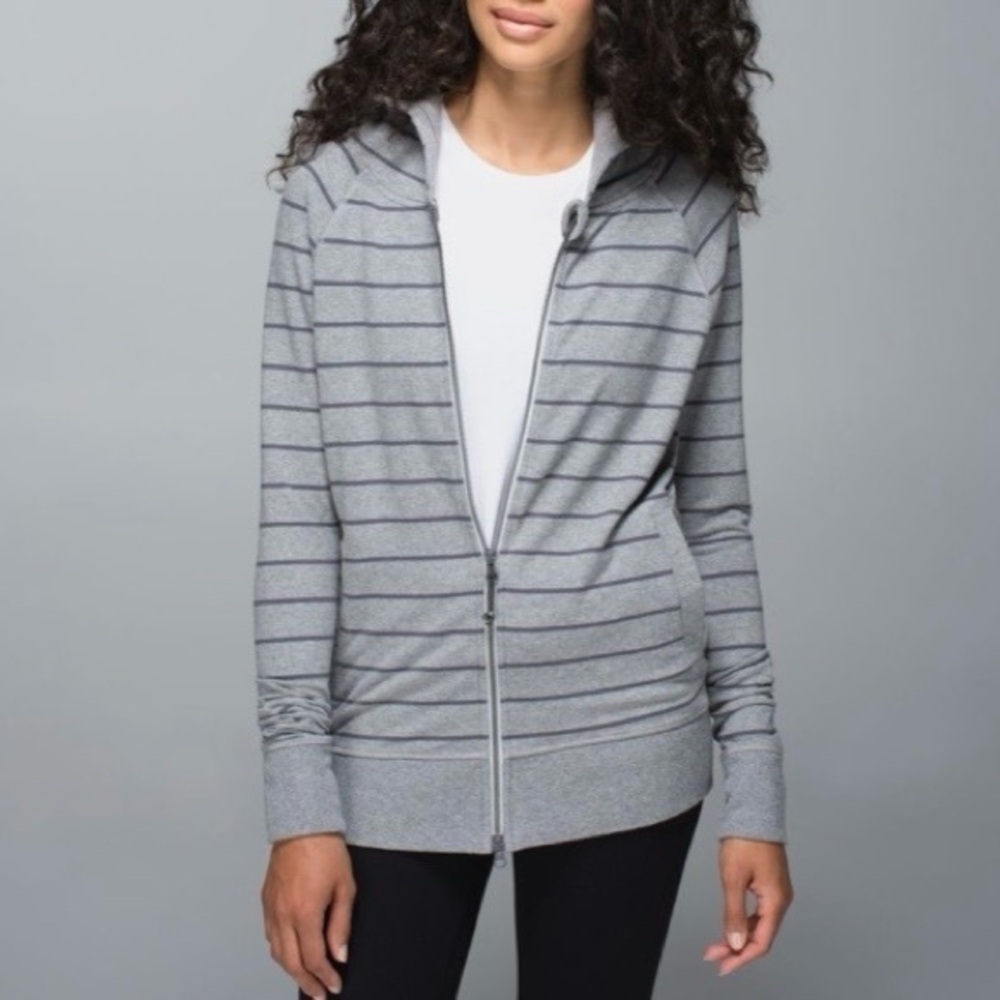 Lululemon Rollin' With My Omies Hoodie Cayman Stripe Heathered Medium Grey 2